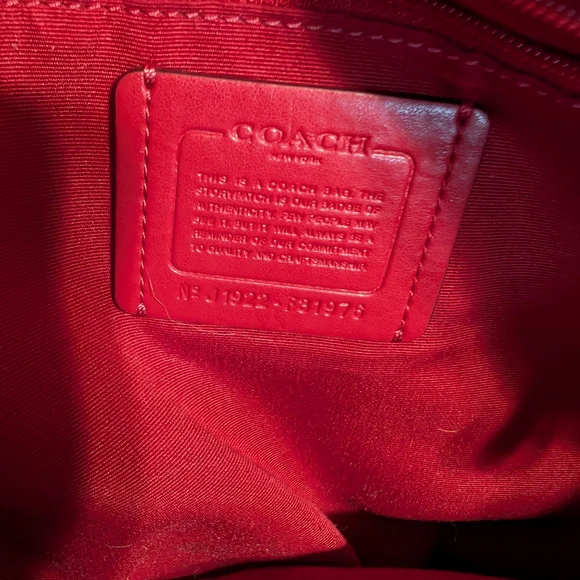 Coach Signature Canvas Tote with Red Trim and Gold Hardware - Picture 2 of 9